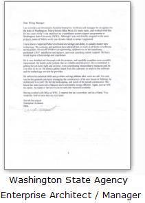 Washington State Agency Enterprise Architect Letter of Reference for Michael Mock.